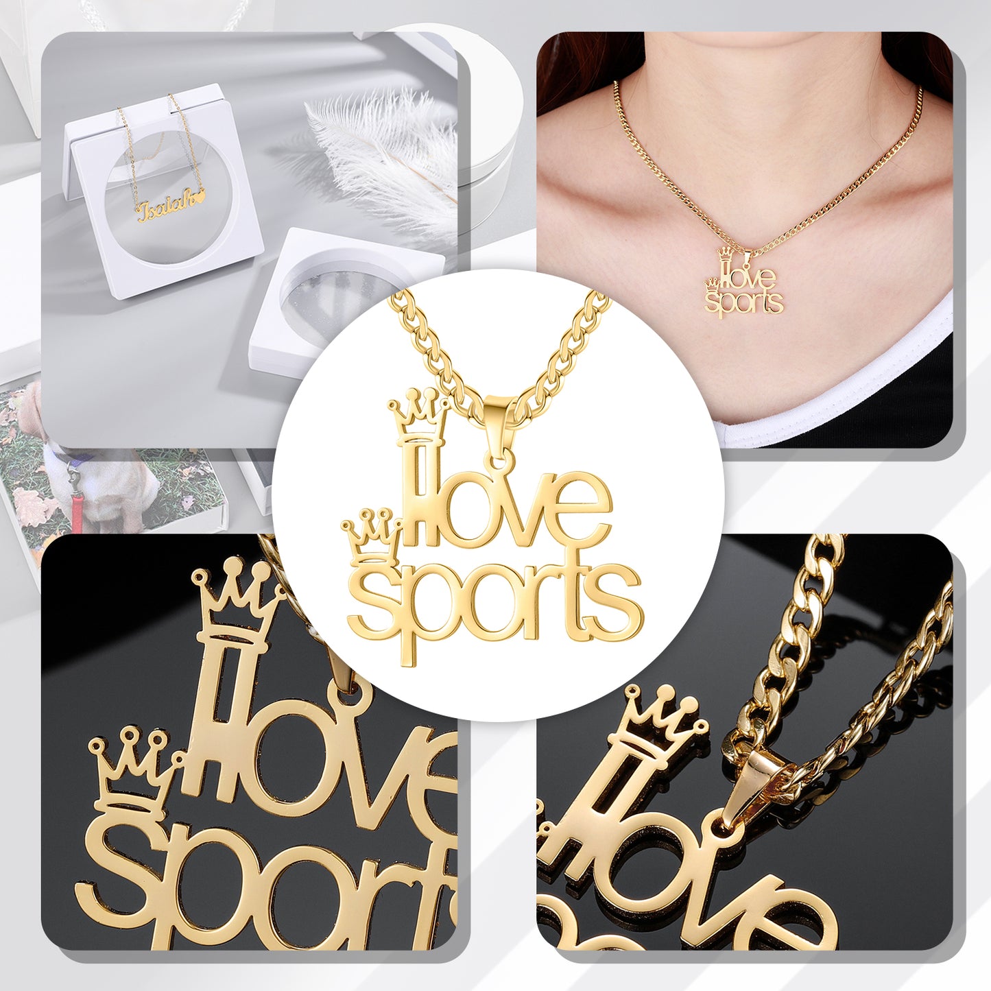 Crown Double Name Necklace QN323-F13