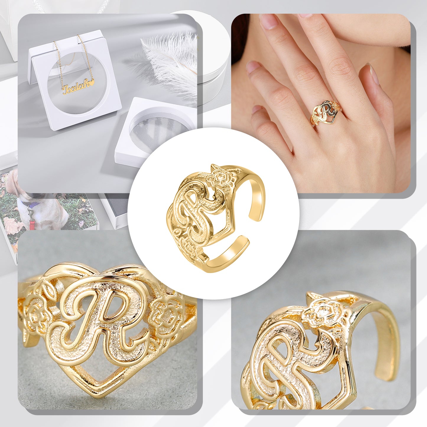Flower Heart Adjustable Ring QR497
