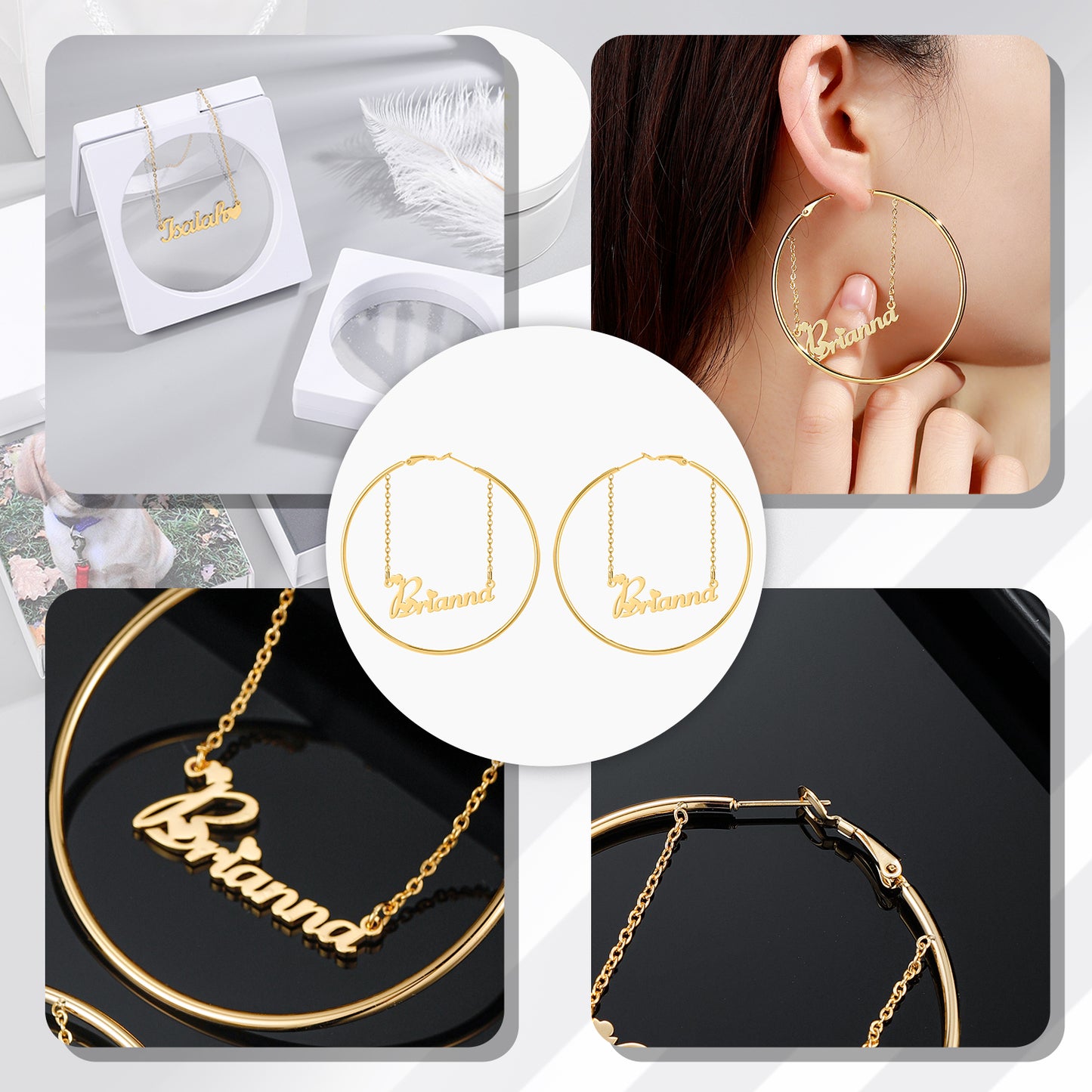 Hanging Name Hoop Earring QE489