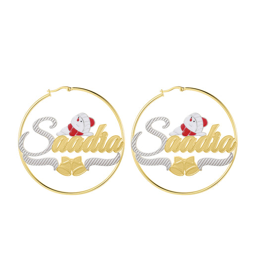 Christmas Santa Claus Name Hoop Earrings QE990