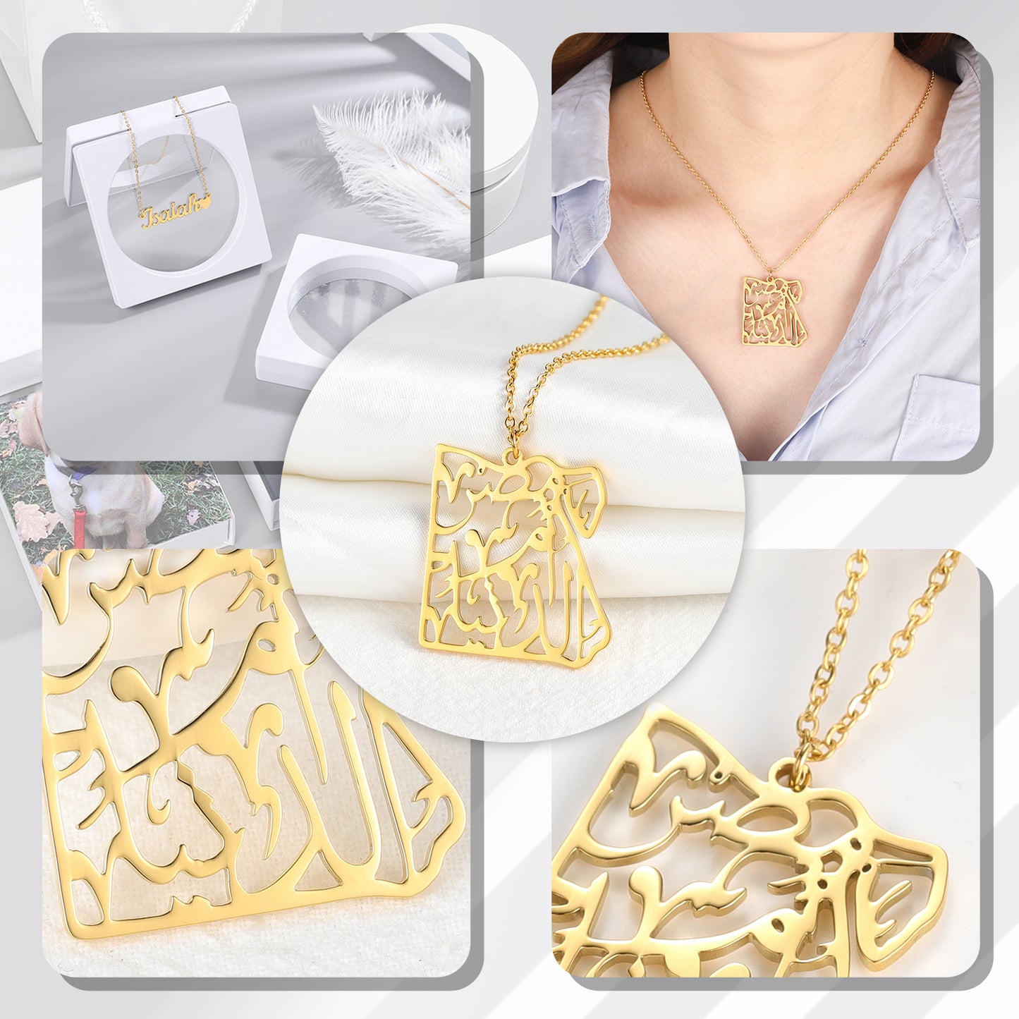 Map Necklace Calligraphy Arabic SN264-5