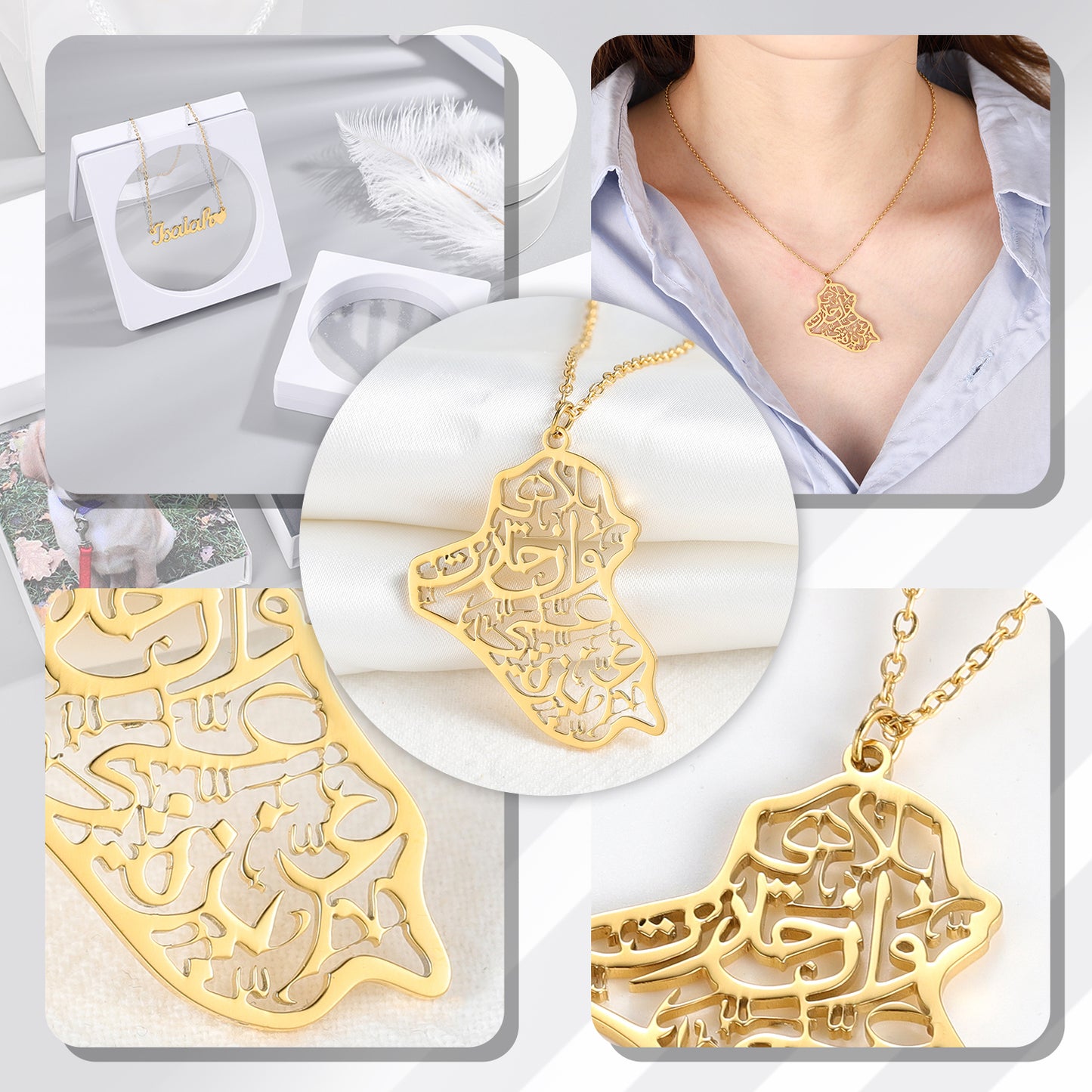 Map Necklace Calligraphy Arabic SN264-4