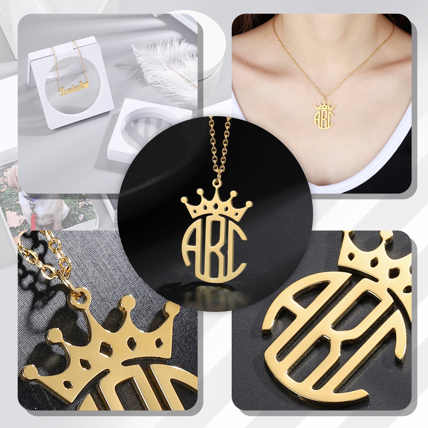 Crown Monogram Name Necklace QN276