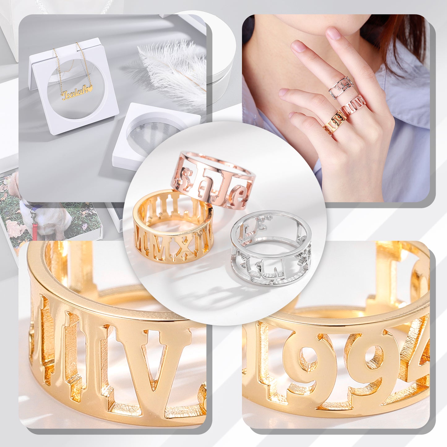 Hollow Letter Ring Any Languages QR284