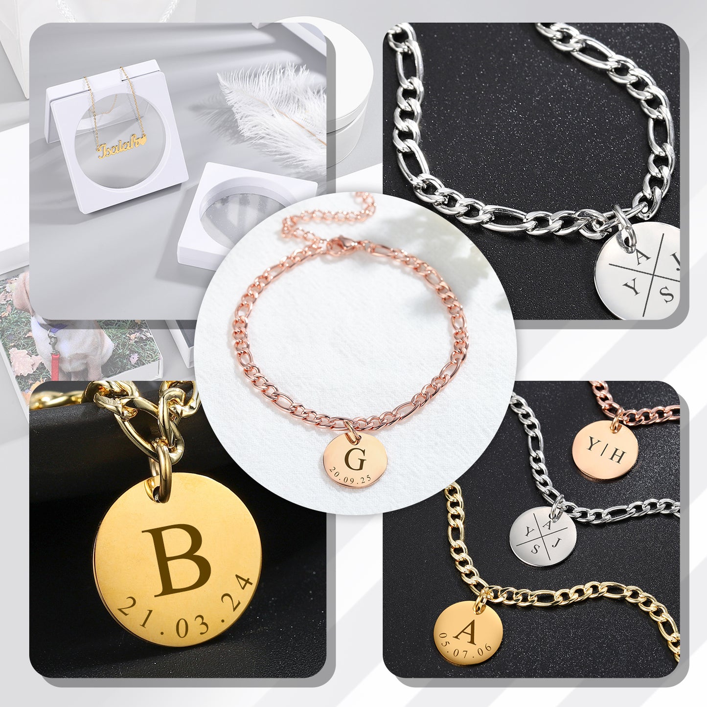Engrave Date Necklace Custom Letter DA194
