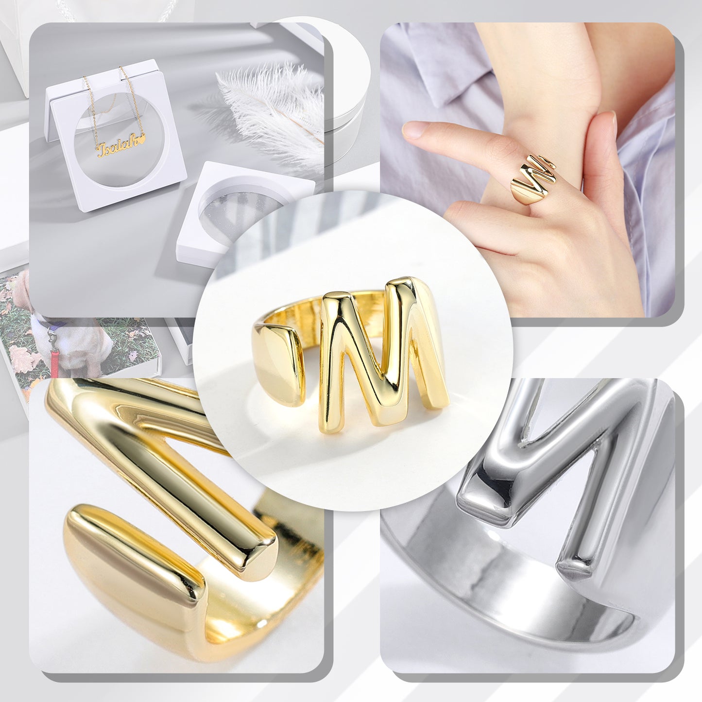 Hollow A-Z Letter  Ring  SR213
