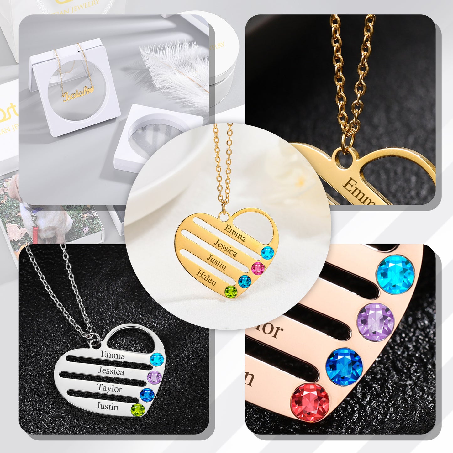 Birthstone Name Necklace  DN198