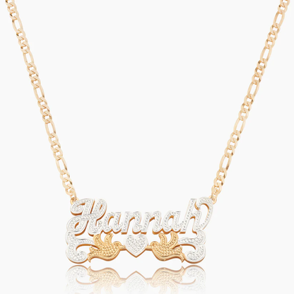 DOUBLE PLATED LOVE BIRD NAME NECKLACE QN888