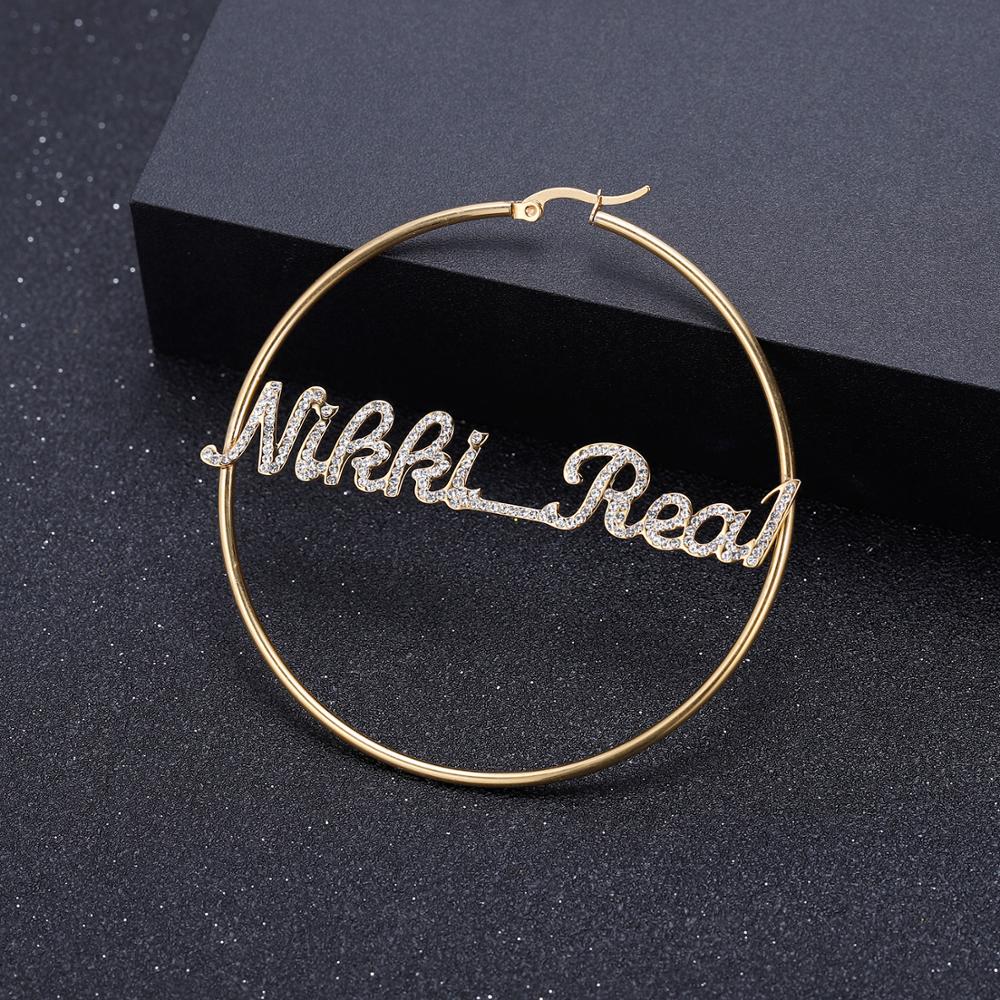 Iced Out Bling Name Large Earrings QE921
