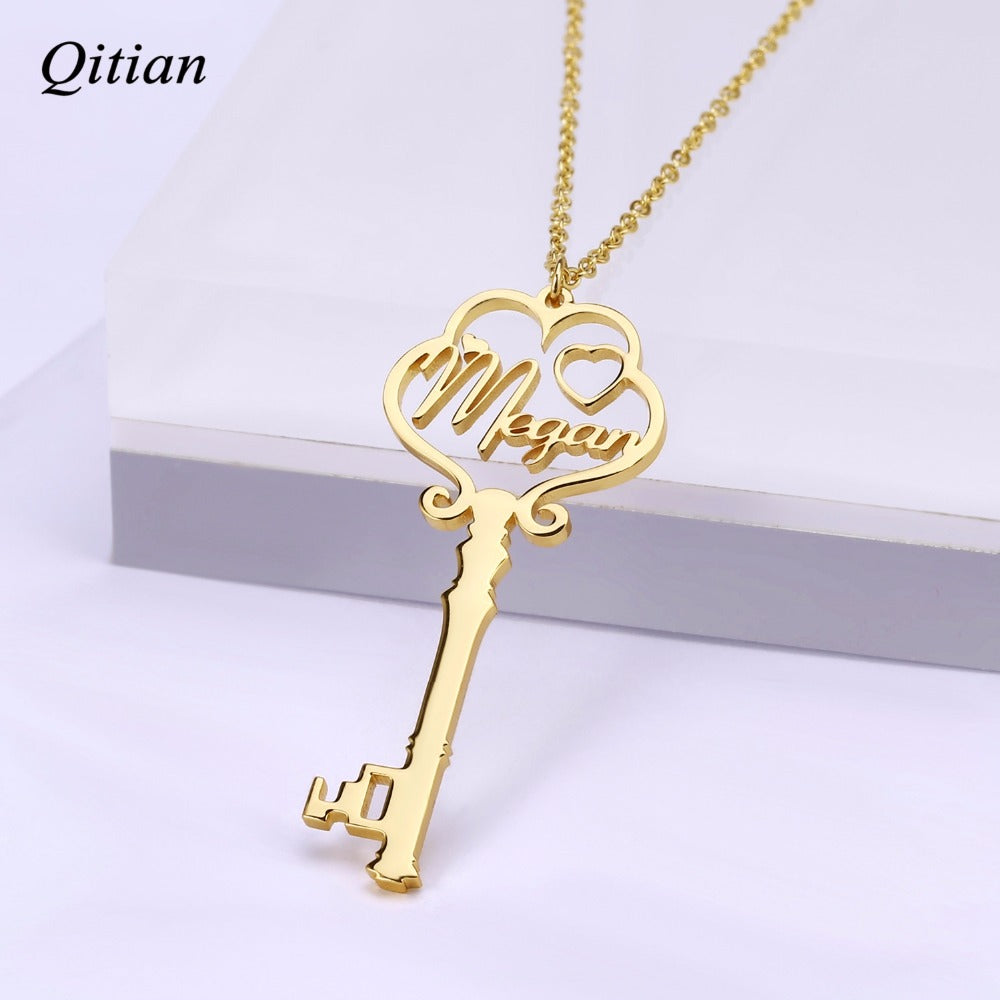 Name Key Necklaces & Pendant Gold Necklace
