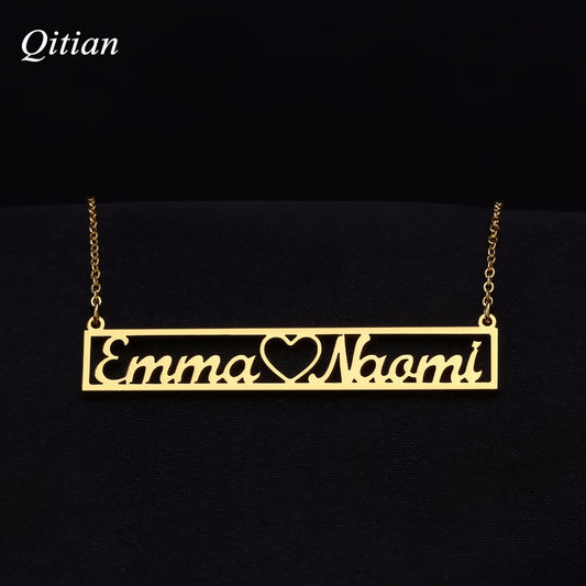 Ameplate Hollow Bar Necklaces