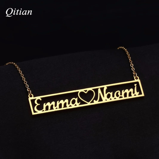 Ameplate Hollow Bar Necklaces