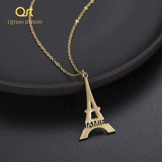 Eiffel Tower Custom Name Necklace