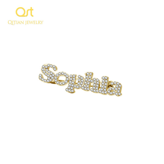 Custom Name Iced Out Brooch QBR-004