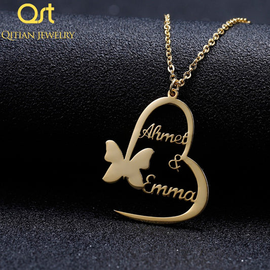 Pendentifs Coeur Papillon Colliers Nom Personnalisés