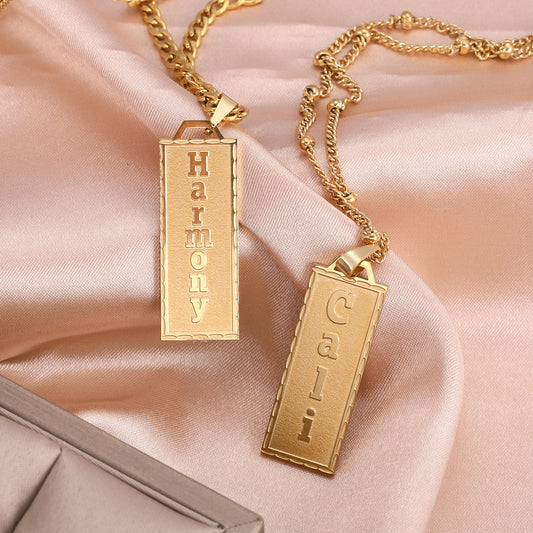 Engraved Bar Name Pendant QN607