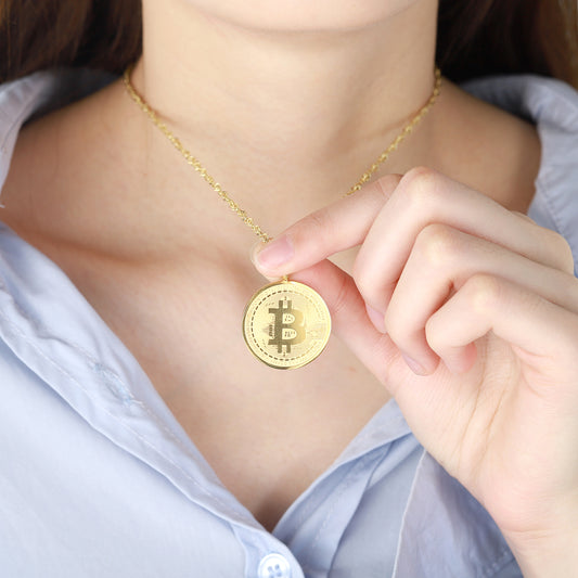 Gold Bitcoin Pendant Necklac SN258
