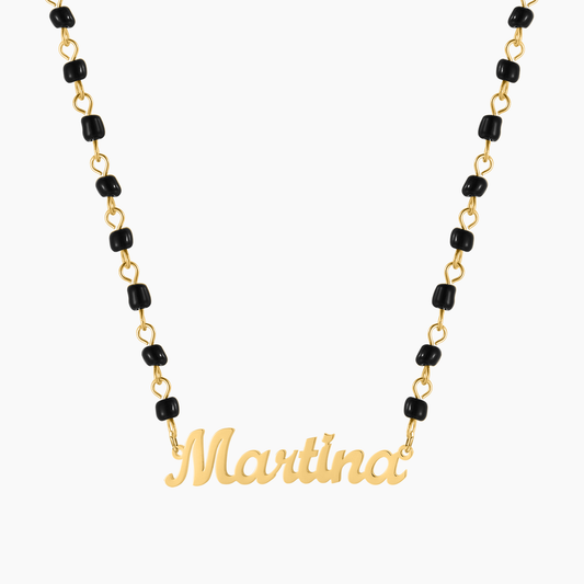 Name Necklace With Black Bead Chain QN749