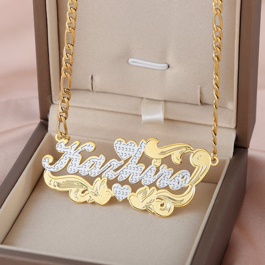 Two Tone Necklace With Heart QN730