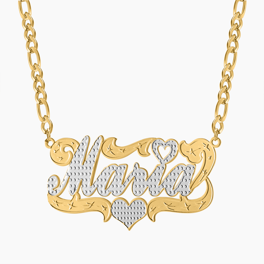 Two Tone Necklace With Heart QN729