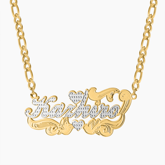 Two Tone Necklace With Heart QN730