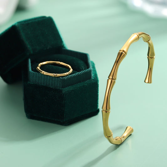 Bambusmuster-Band-Armband-Ring QB812 QR812