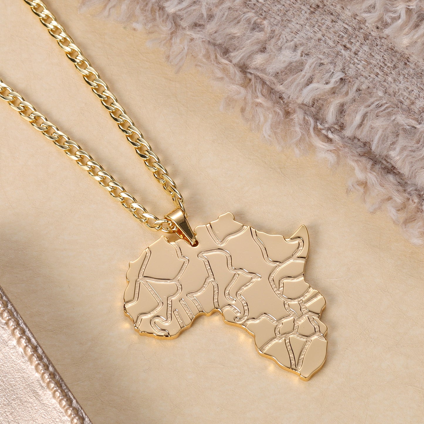 African Map &Countries Necklace QN21106