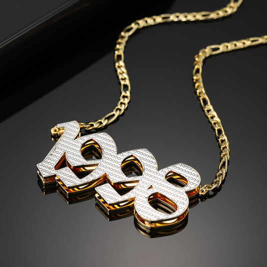 Double Layer Two Tone  Lucky Number Custom Necklace QN843