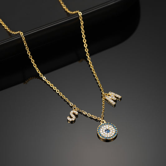 Custom Letter Necklace With Devil's Eye QN849