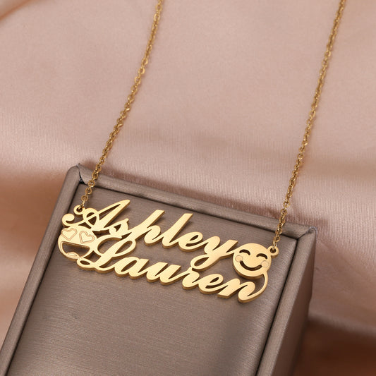 Collier Double Prénom Smiley QN746