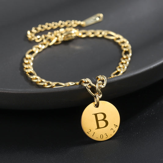 Engrave Date Necklace Custom Letter DA194