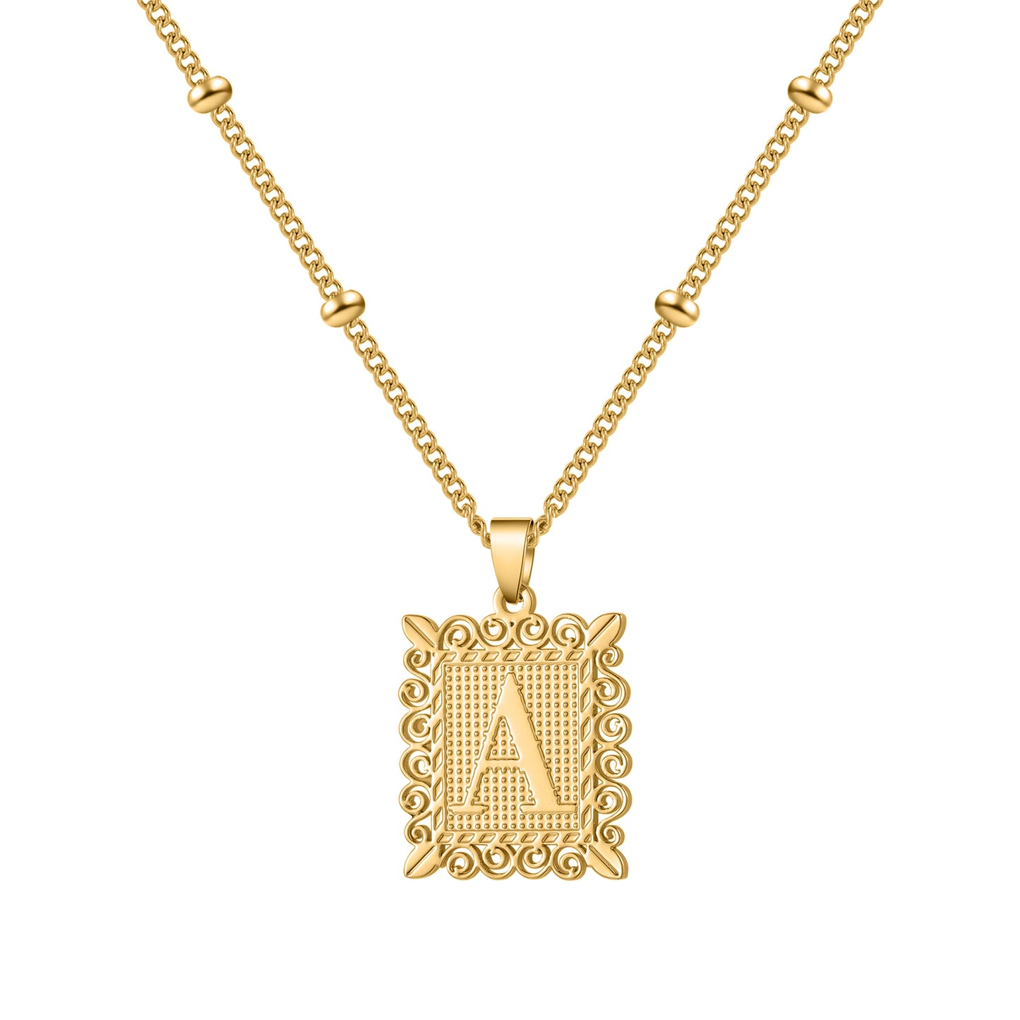 Pendentif lettre initiale majuscule rectangle MN1778
