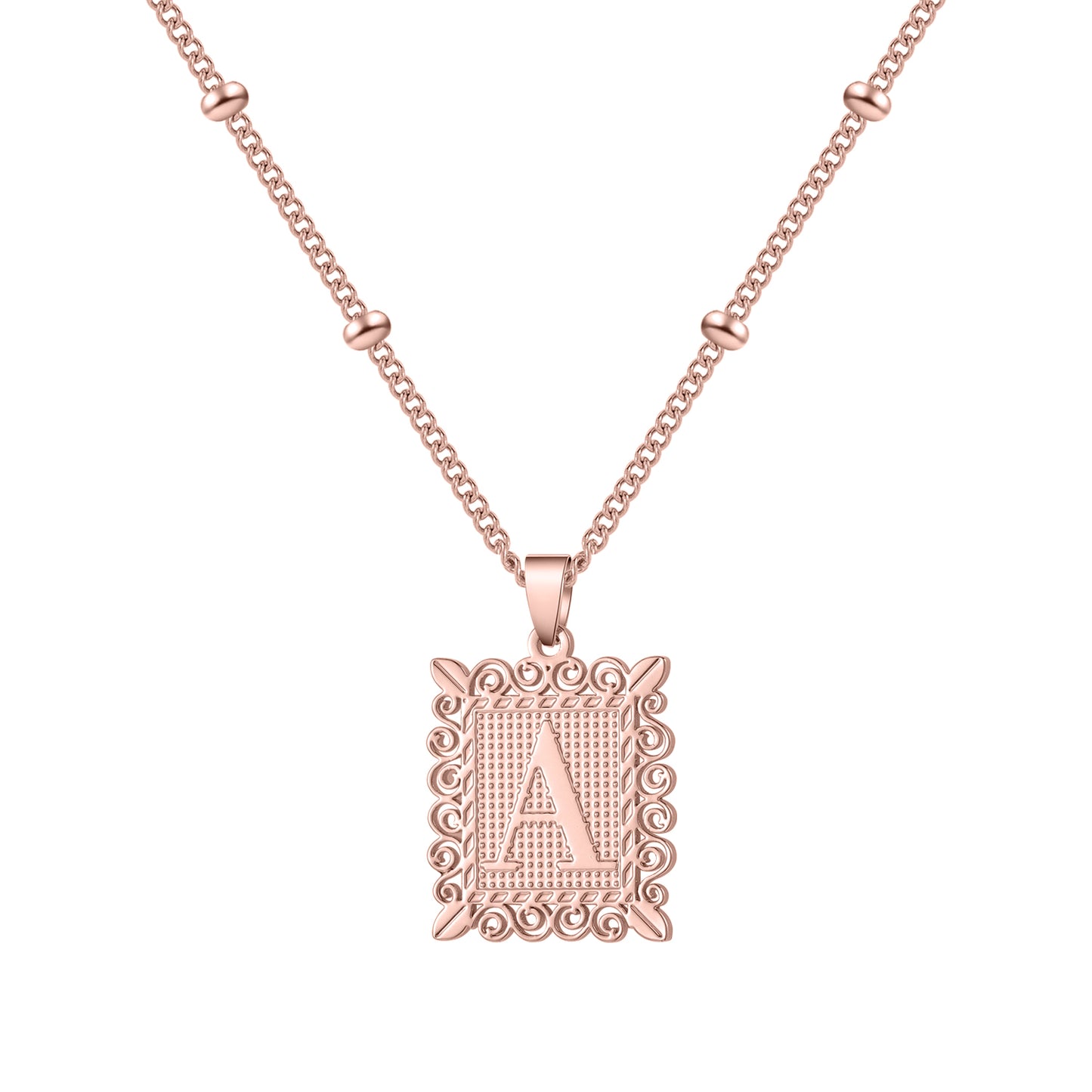 Pendentif lettre initiale majuscule rectangle MN1778