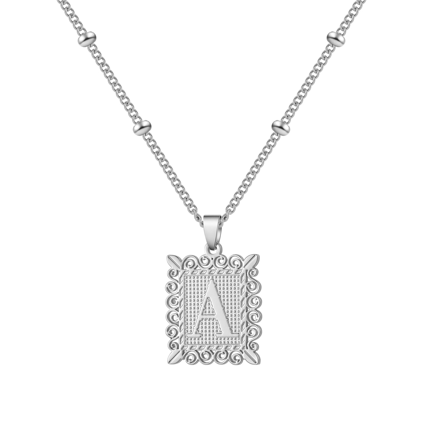 Pendentif lettre initiale majuscule rectangle MN1778