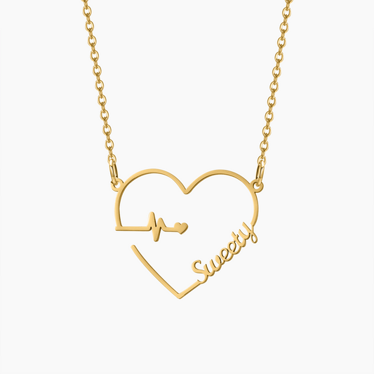Collier avec nom personnalisé Heartbeat QN684