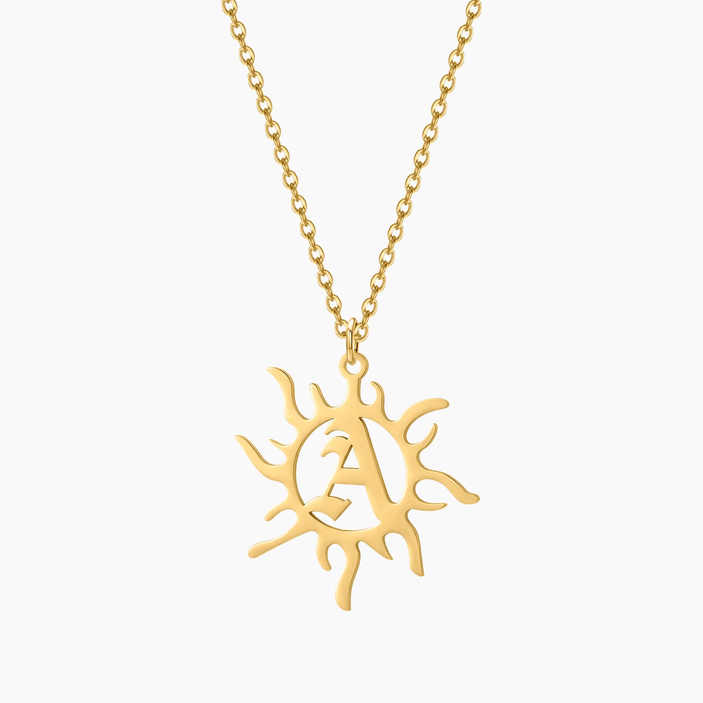 Sun Initial Retro Letter Necklace SN597