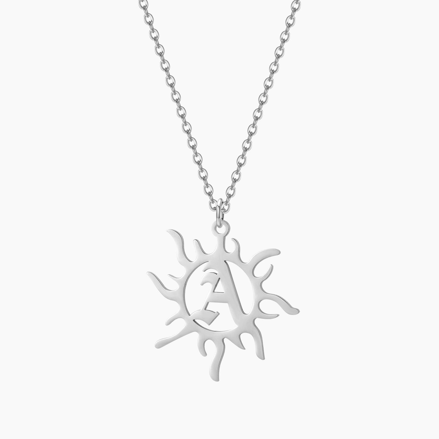 Sun Initial Retro Letter Necklace SN597