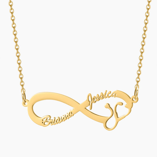 Stethoscope Infinite loop Name Necklace QN569