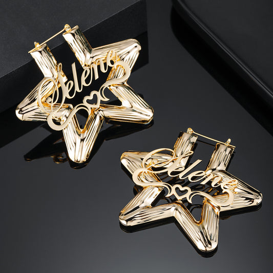 Star Bamboo Name Earrings QE512