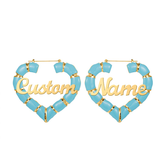 Colorful Heart Bamboo Earrings QE419
