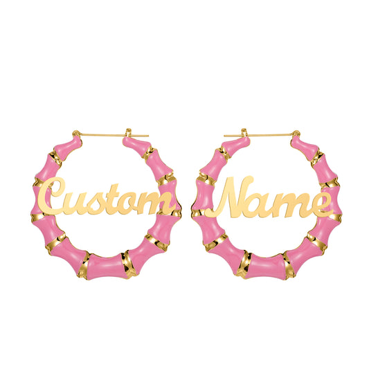Colorful Bamboo Hoop Earring QE417
