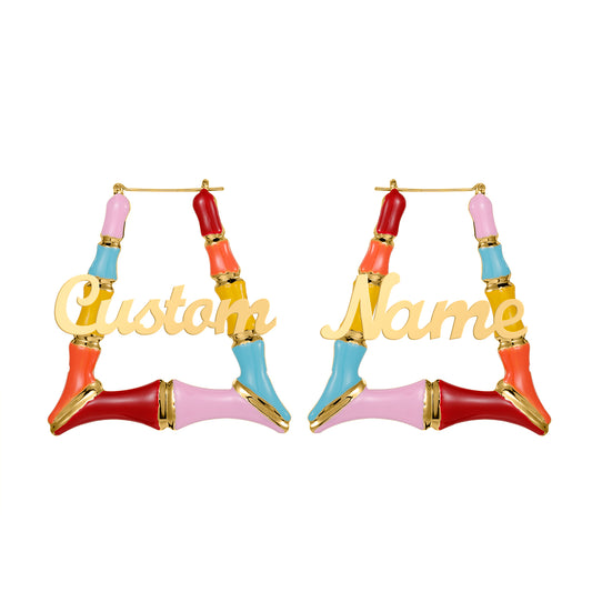 Colorful Trapezoid Bamboo Earrings QE416