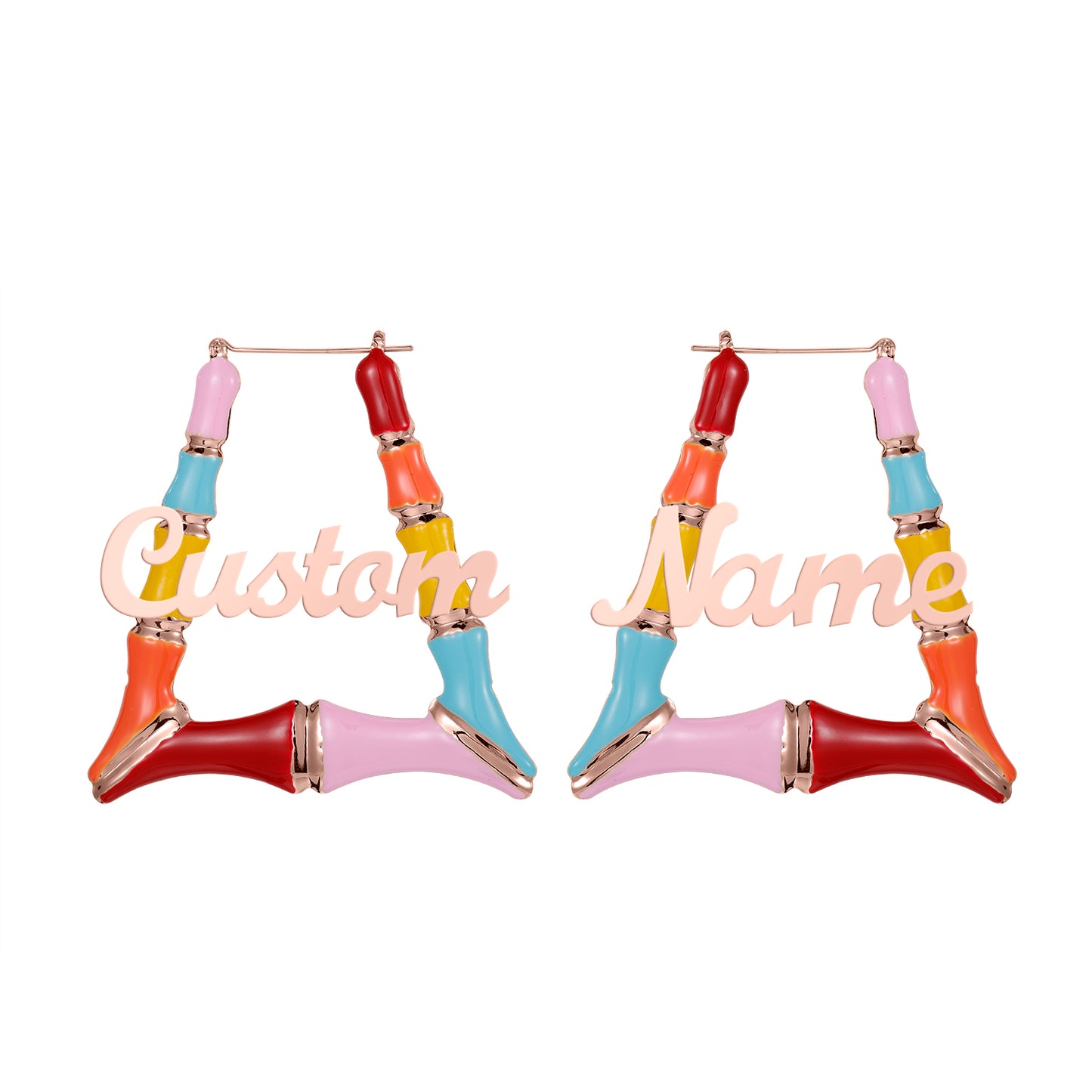 Boucles d'oreilles en bambou trapézoïdales colorées QE416