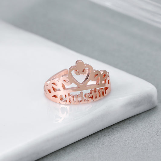Customize Crown Name Ring QR515
