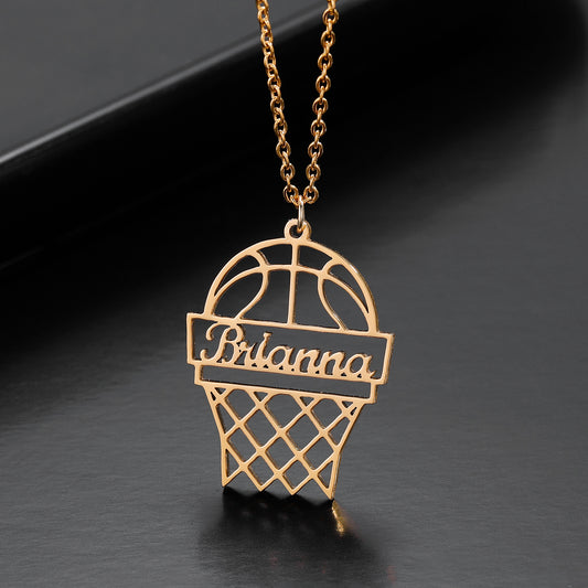 Collier Prénom Personnalisé Pendentif Basketball QN354 
