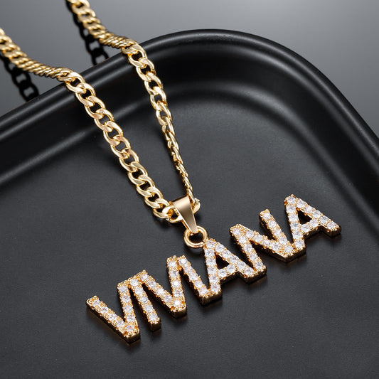 Collier lettre Zircon personnalisé QN20342 