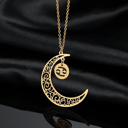 Constellation Hollow Moon Name Necklace QN478
