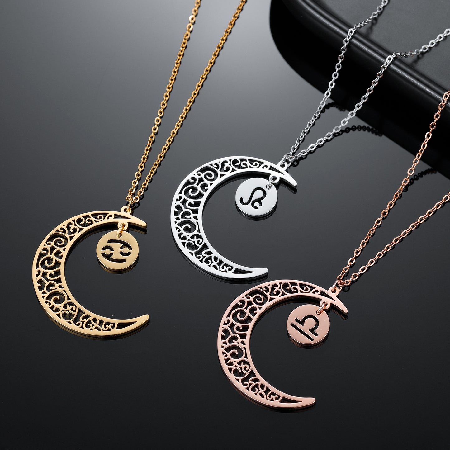 Constellation Hollow Moon Name Necklace QN478
