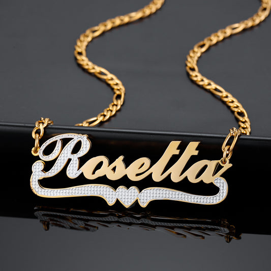 Double Gold Name Necklace QN351-F15
