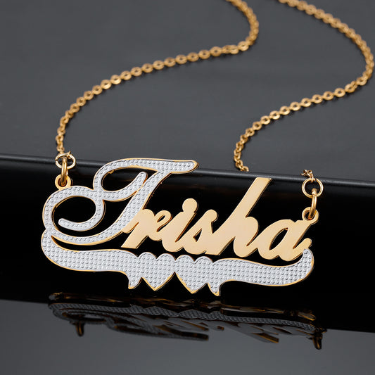 Heart Double 3D Name Necklace  QN353-F16